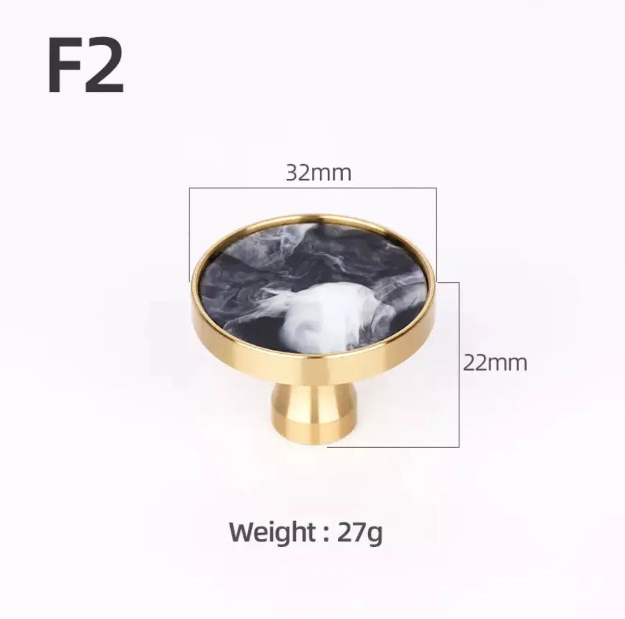 Solid Brass Door Knobs with Marble Effect – Modern Door Handles for Kitchen and Furniture – 9 Elegant Finishes 14