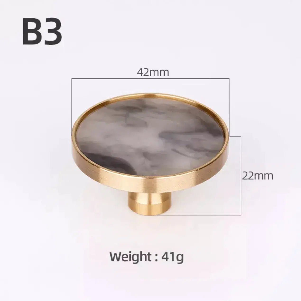 Solid Brass Door Knobs with Marble Effect – Modern Door Handles for Kitchen and Furniture – 9 Elegant Finishes 27