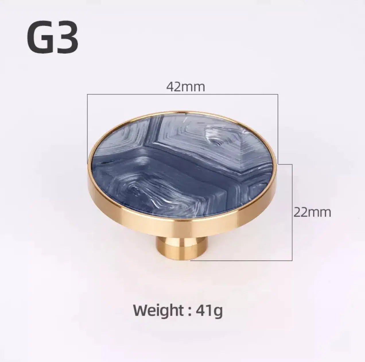 Solid Brass Door Knobs with Marble Effect – Modern Door Handles for Kitchen and Furniture – 9 Elegant Finishes 29