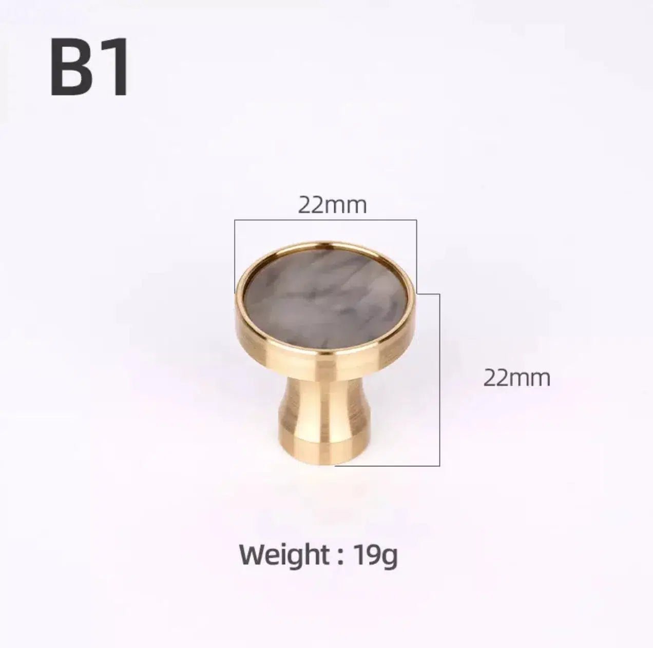 Solid Brass Door Knobs with Marble Effect – Modern Door Handles for Kitchen and Furniture – 9 Elegant Finishes 30