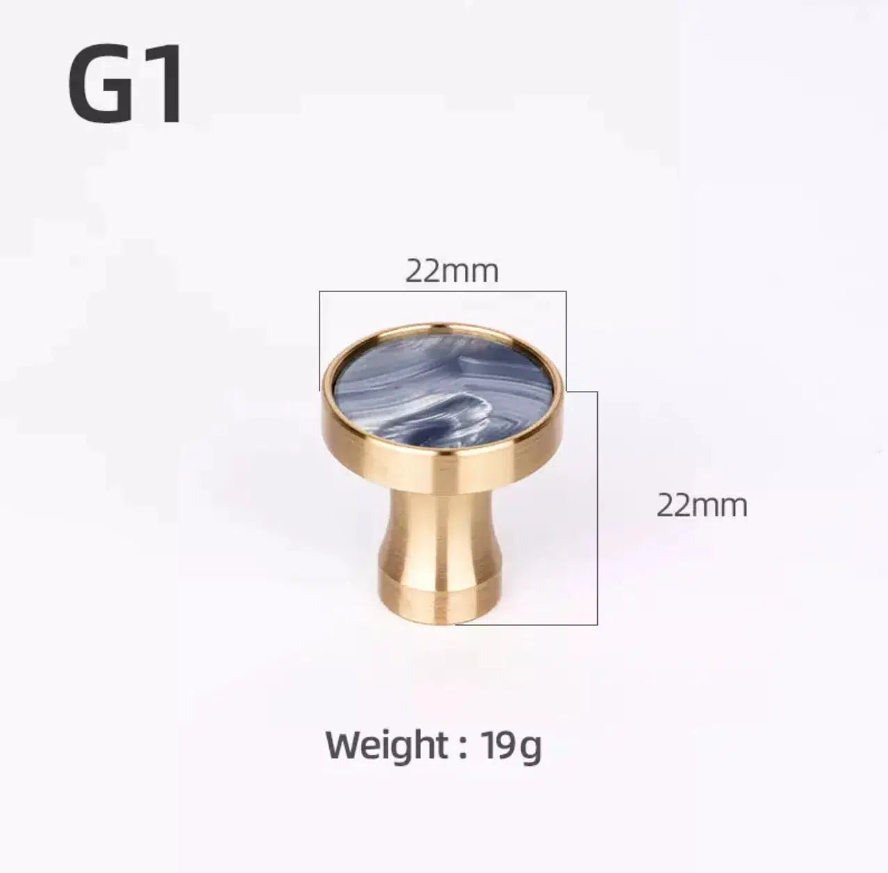 Solid Brass Door Knobs with Marble Effect – Modern Door Handles for Kitchen and Furniture – 9 Elegant Finishes 34