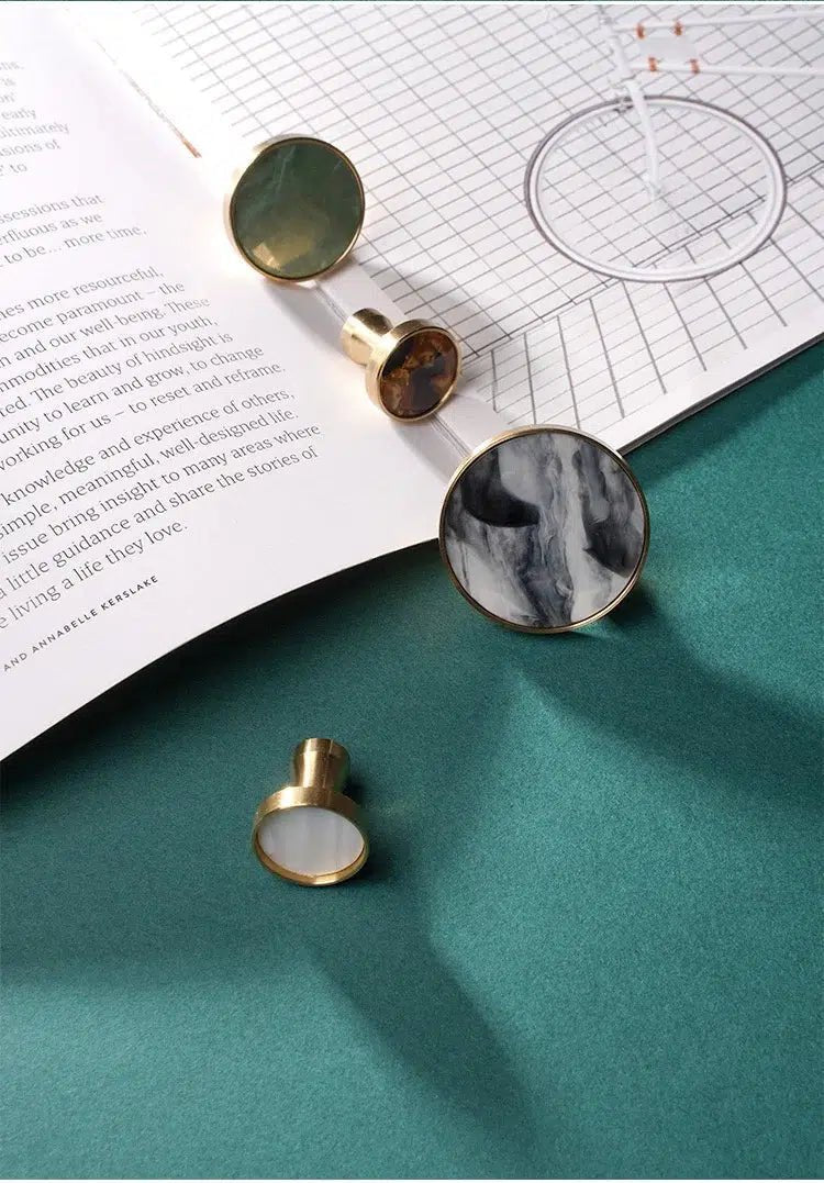 Solid Brass Door Knobs with Marble Effect – Modern Door Handles for Kitchen and Furniture – 9 Elegant Finishes 5