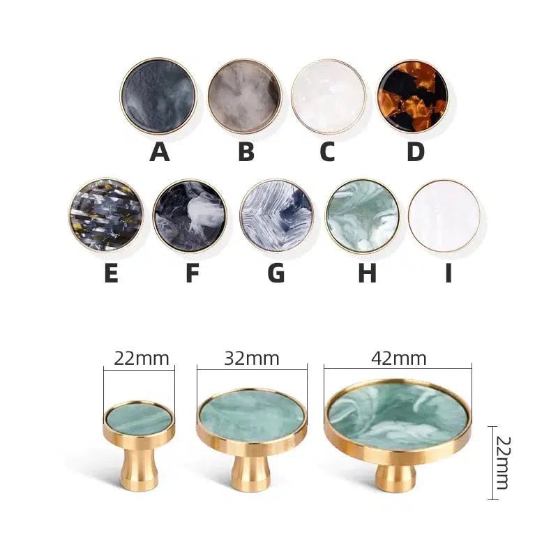 Solid Brass Door Knobs with Marble Effect – Modern Door Handles for Kitchen and Furniture – 9 Elegant Finishes 8