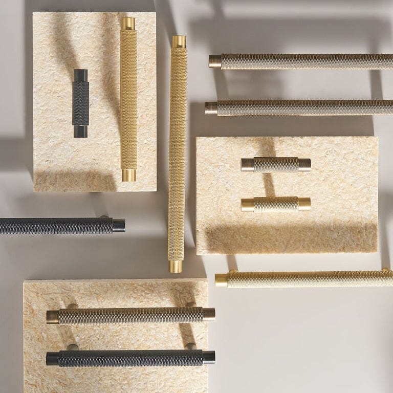 Solid Brass Pull Handle with Knurled Pattern β Kitchen Cabinet Handle in Multiple Finishes and Sizes 1