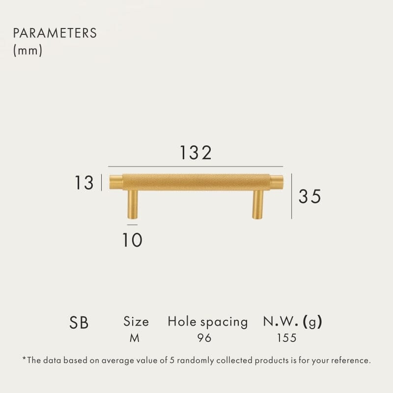 Solid Brass Pull Handle with Knurled Pattern – Kitchen Cabinet Handle in Multiple Finishes and Sizes 6