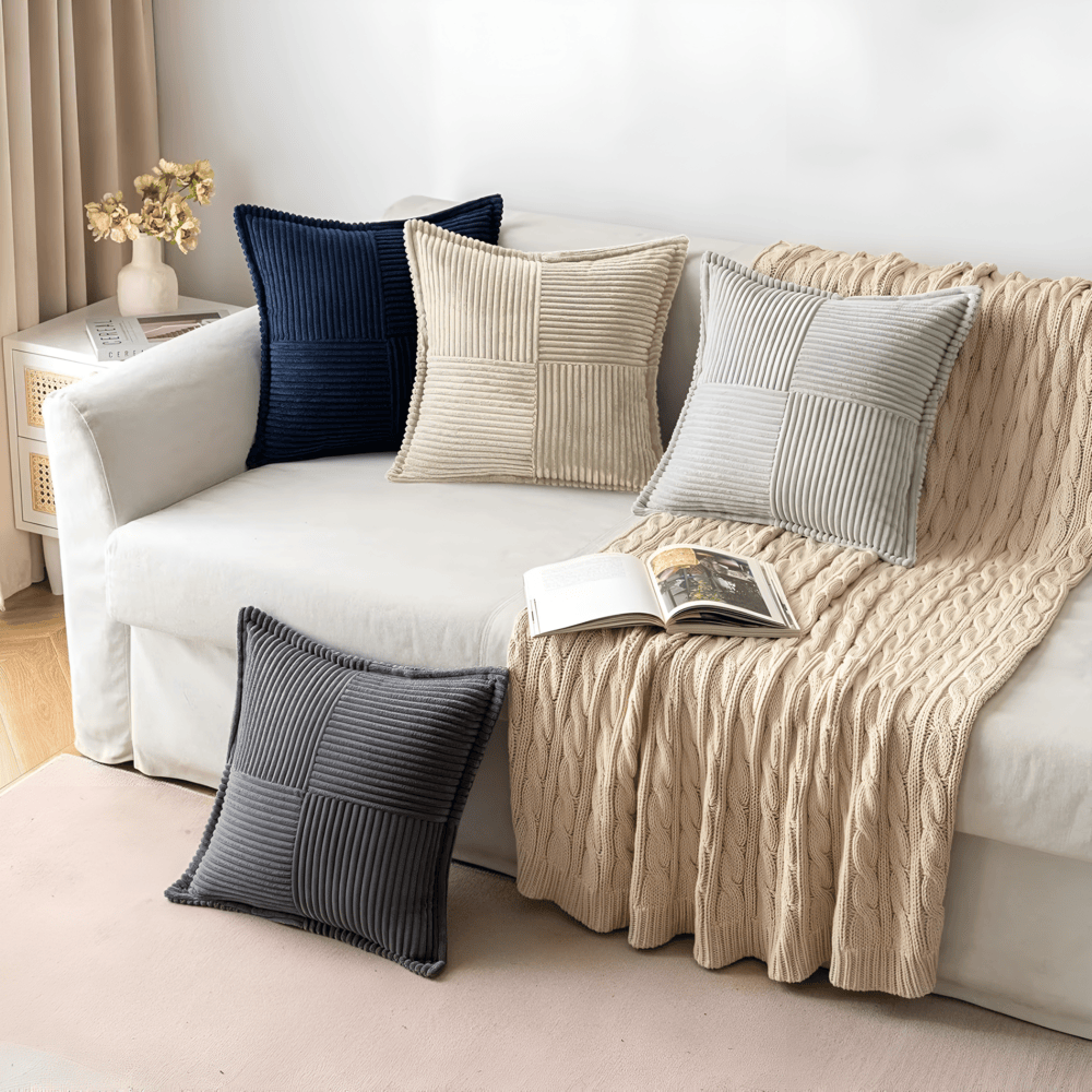 Stain-Resistant Polyester Cushion Cover 45x45 cm β Elegant Plain Design for Living Room and Office 2