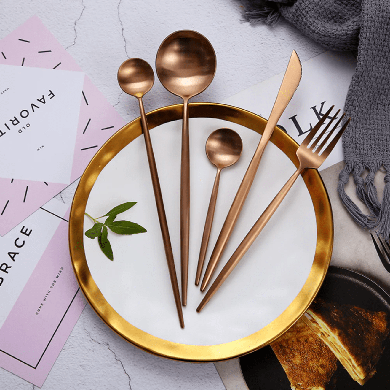 Stainless Steel Cutlery Set – 16 or 20 Pieces in Black, Silver, Gold, Rose Gold – Modern Dining Utensils 3