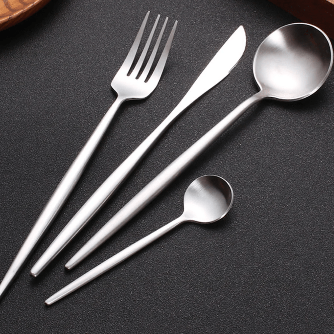 Stainless Steel Cutlery Set – 16 or 20 Pieces in Black, Silver, Gold, Rose Gold – Modern Dining Utensils 4