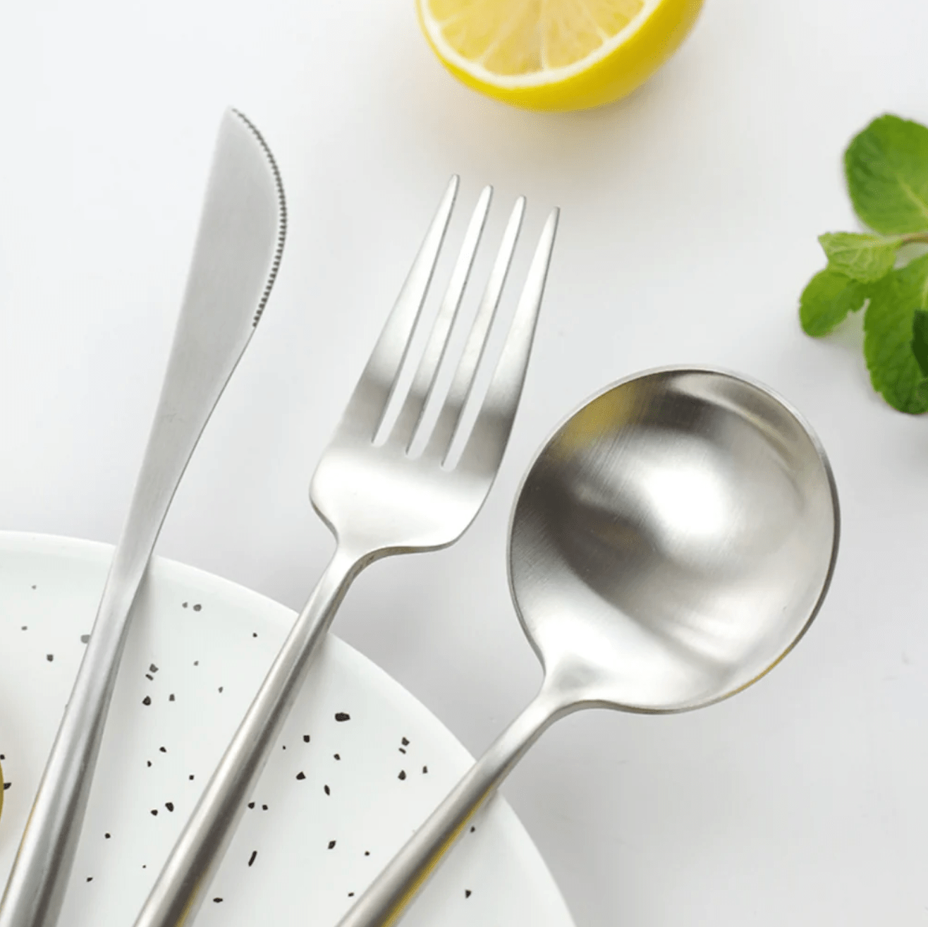 Stainless Steel Cutlery Set – 16 or 20 Pieces in Black, Silver, Gold, Rose Gold – Modern Dining Utensils 6