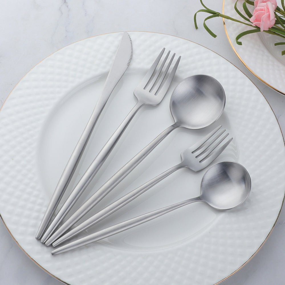 Stainless Steel Cutlery Set – 16 or 20 Pieces in Black, Silver, Gold, Rose Gold – Modern Dining Utensils 9