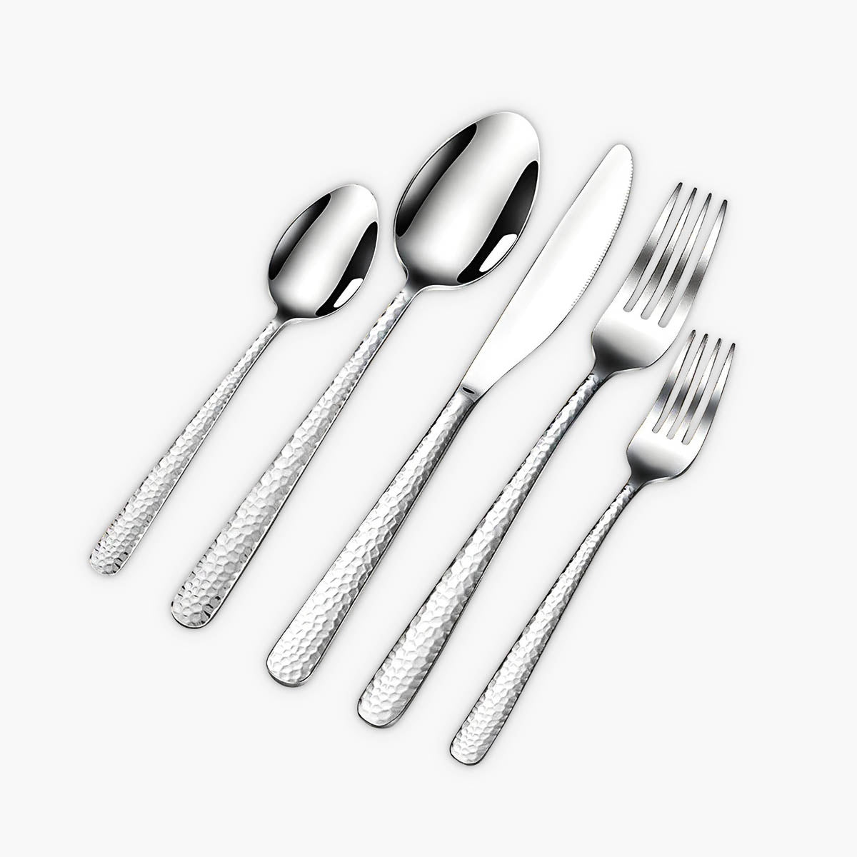 Stainless Steel Cutlery Set with Hammered Handles – Elegant Black, Silver, Gold Finishes for Dining 1