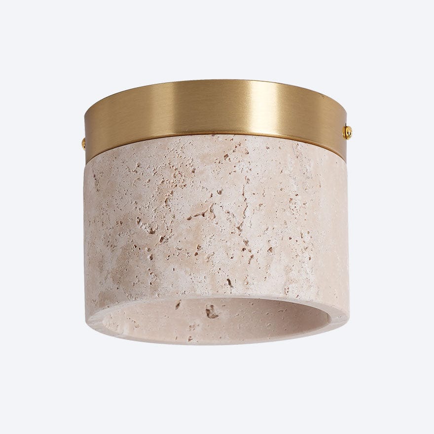 Stylish LED Ceiling Light Fixture with Natural Travertine and Steel Base – 120mm Diameter, Warm 3000K, Energy Efficient 8