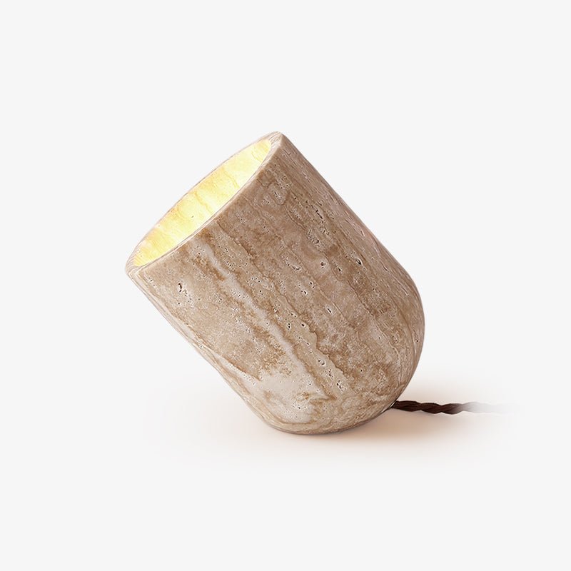 Stylish Yellow Travertine Tapered Block Table Lamp for Living Room or Bedroom - Indoor Lighting Fixture with Inline Switch 1