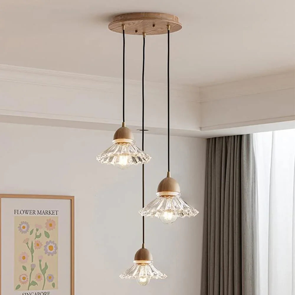 Three-Light Floral Crystal Chandelier Light – Elegant Modern Pendant for Dining Room and Living Spaces 1