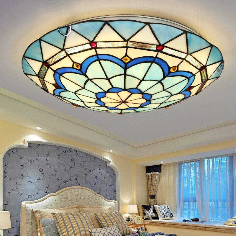 Tiffany Flush Mount Ceiling Light Fixture – Colorful Glass Design for Bedroom and Living Room, Elegant Indoor Illumination 2