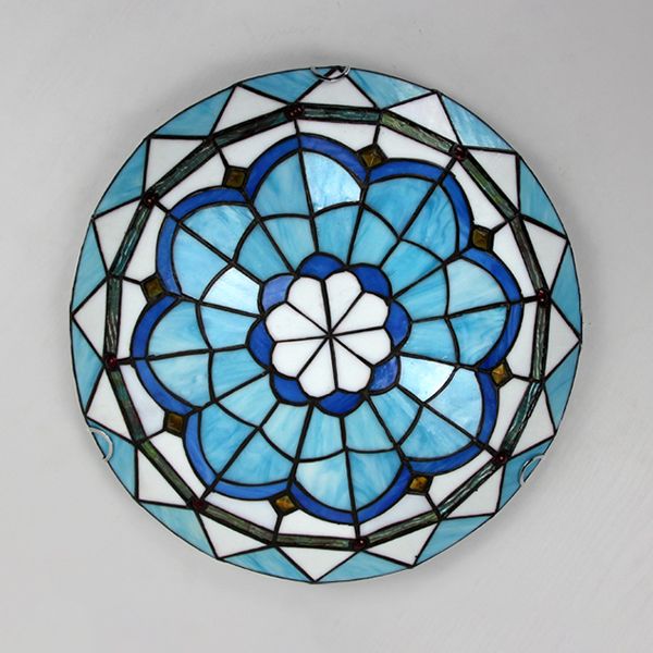 Tiffany Flush Mount Ceiling Light Fixture – Colorful Glass Design for Bedroom and Living Room, Elegant Indoor Illumination 4
