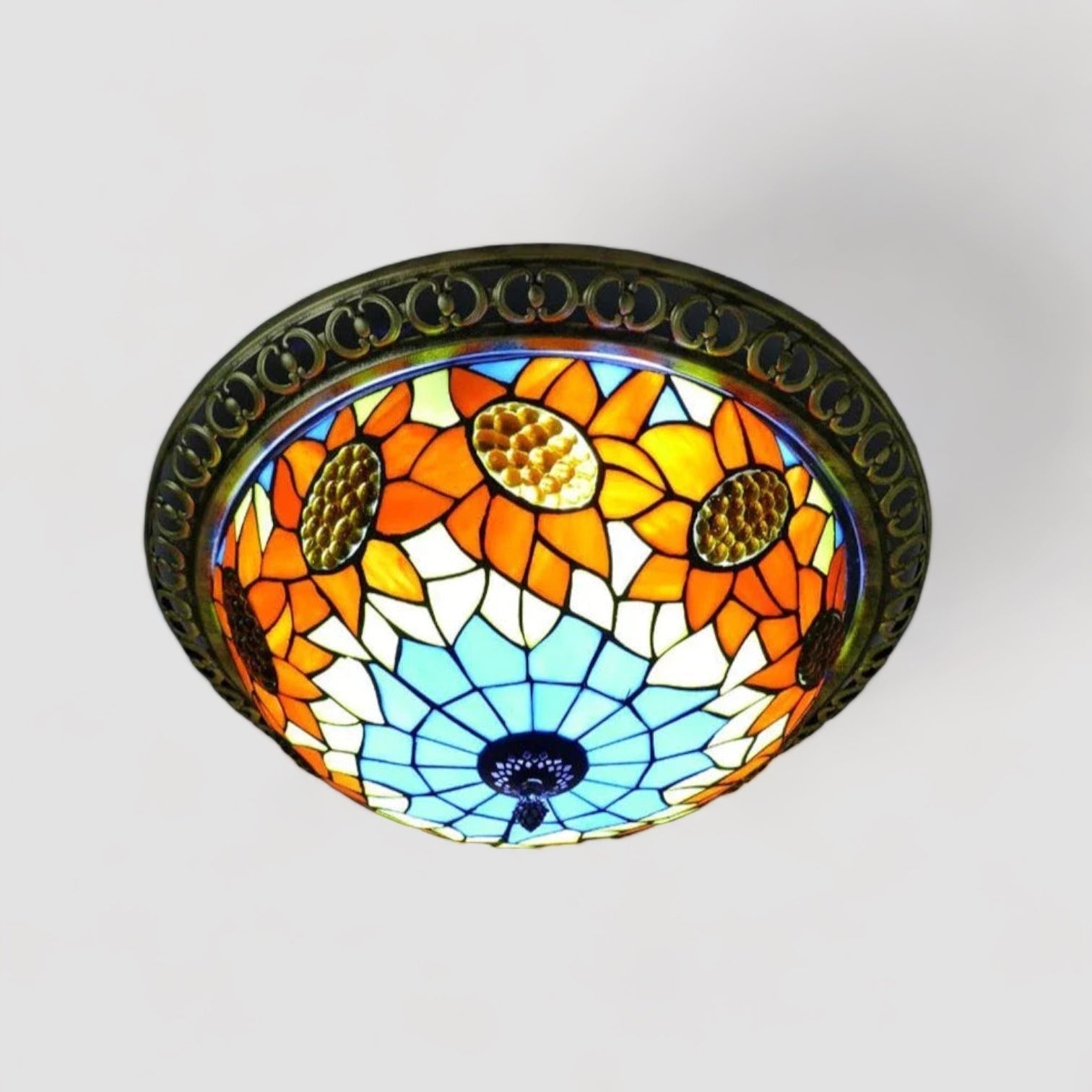 Tiffany Vintage Ceiling Light Fixture, Multicolor Stained Glass Design, Dimmable LED Lighting, Durable Metal Construction 1