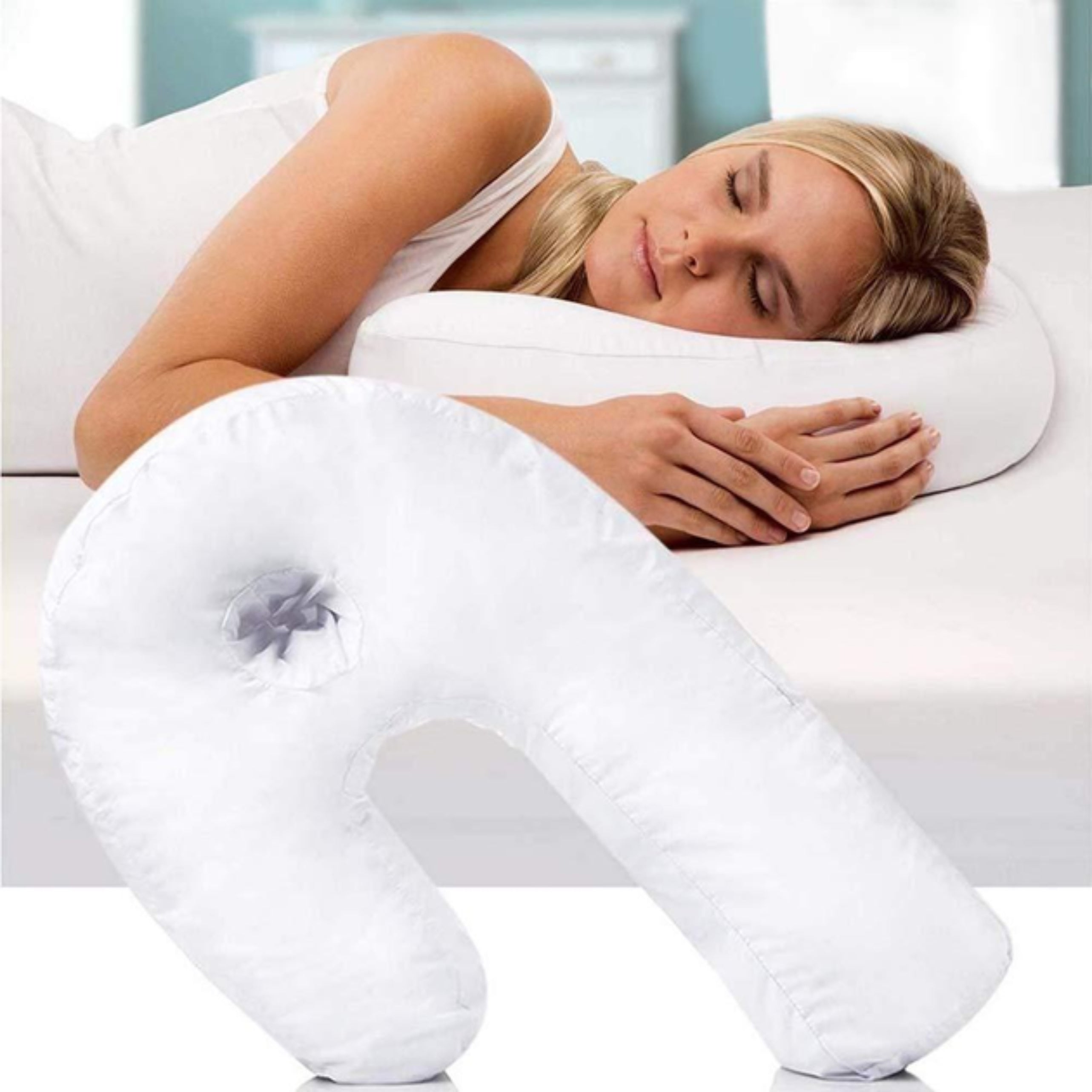 U-Shape Contour Pillow for Side Sleepers – Ergonomic Memory Foam with Ear Space for Neck Pain Relief 2