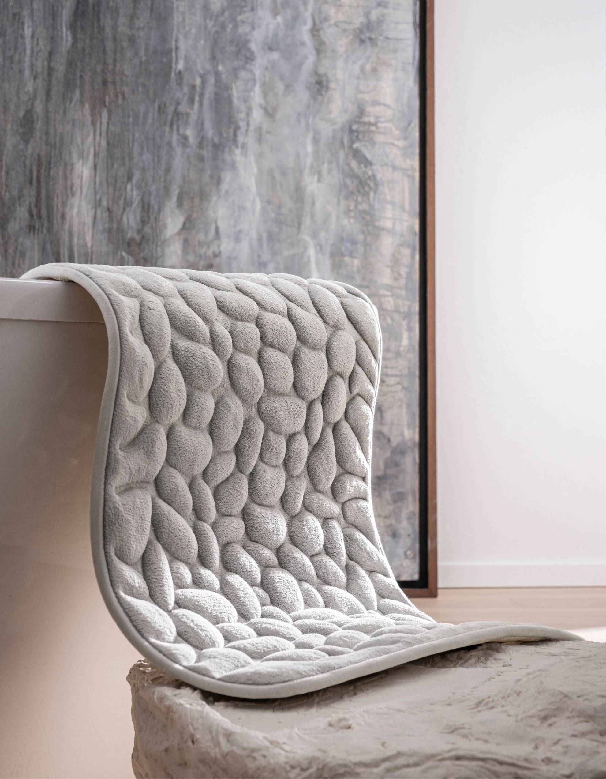 Ultra-Absorbent Non-Slip Bath Mat β 2.3cm Thick Pebble Bathroom Rug in Natural Stone Tones 3