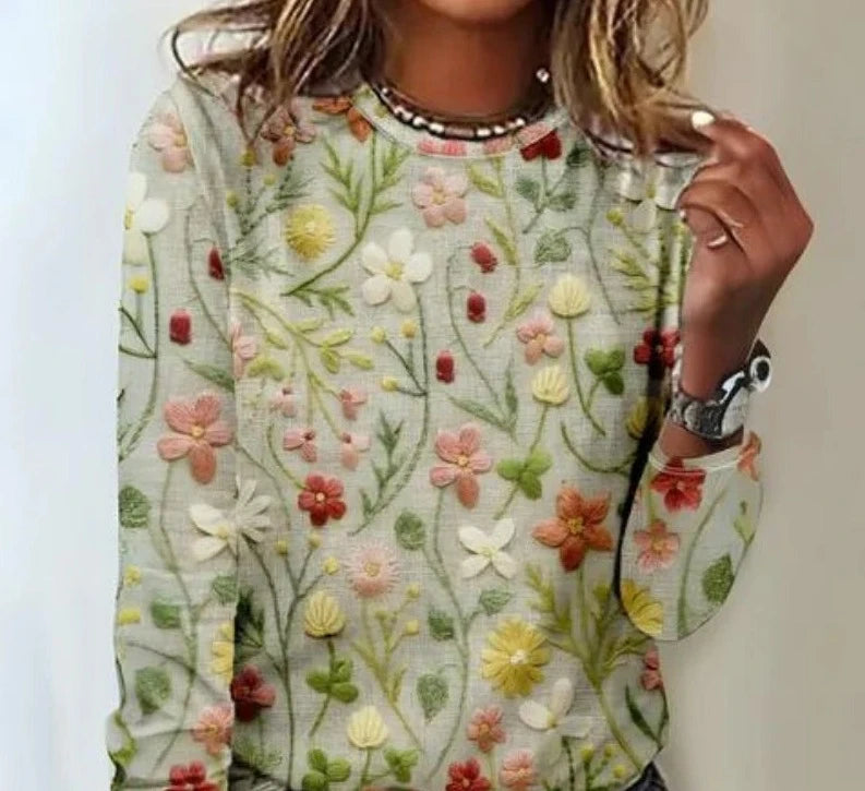 Vintage Floral Sweater for Women – Lightweight Knit for Spring Comfort 1
