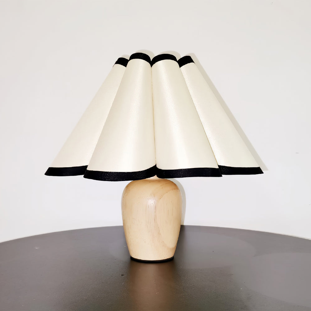 Vintage Fluted Table Lamp with Wooden Base β Elegant Bedside or Living Room Lighting 0