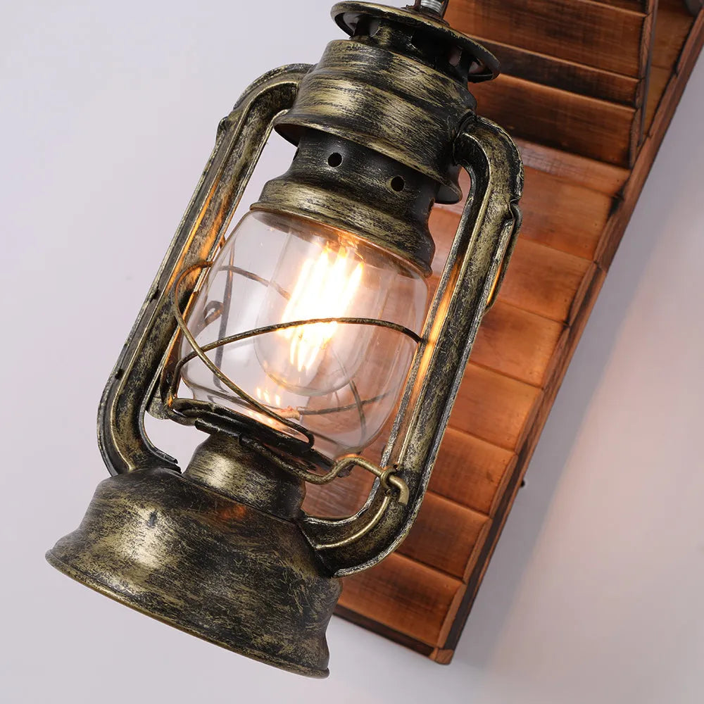 Vintage Wooden Wall Lamp – Rustic Indoor Wall Sconce with E27 LED Compatibility 5