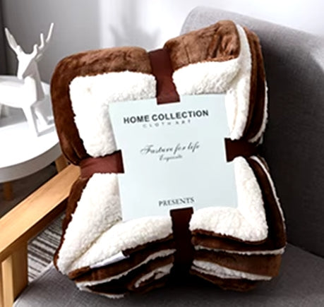 Winter Blanket with Fur – 200x230cm Soft Polyester Throw for Cozy Comfort and Elegant Décor