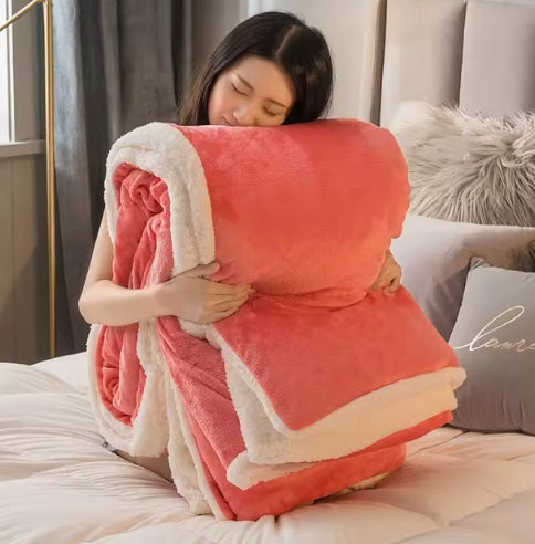 Winter Blanket with Fur – 200x230cm Soft Polyester Throw for Cozy Comfort and Elegant Décor