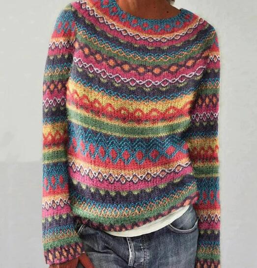 Women's Multicolored Striped Sweater – Warm Knitwear for Casual and Formal Style, Available in S, M, L, XL 0