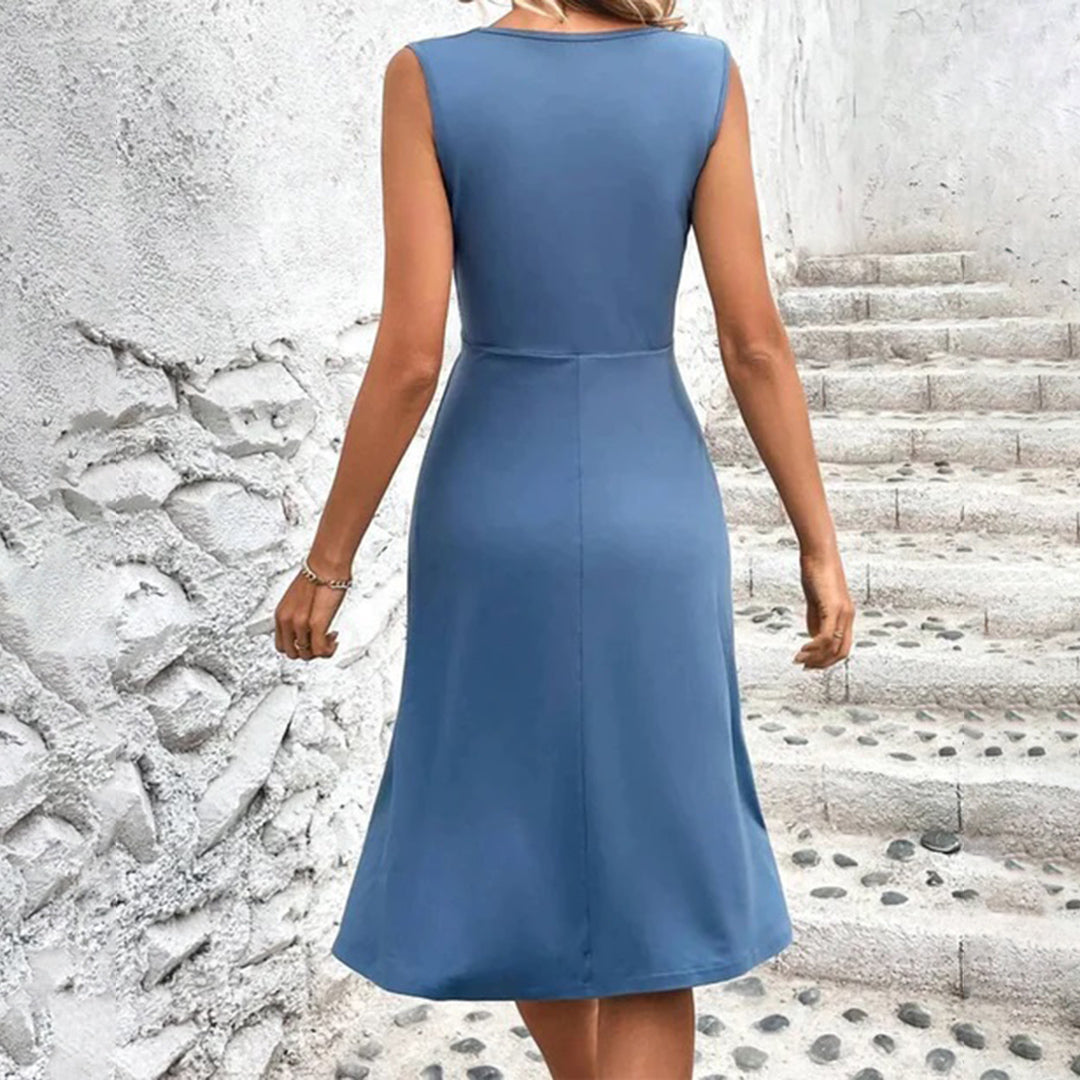 Women's V Neck Wrap Sleeveless Summer Dress