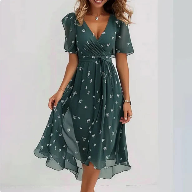Women's Wrap V Neck Summer Dress