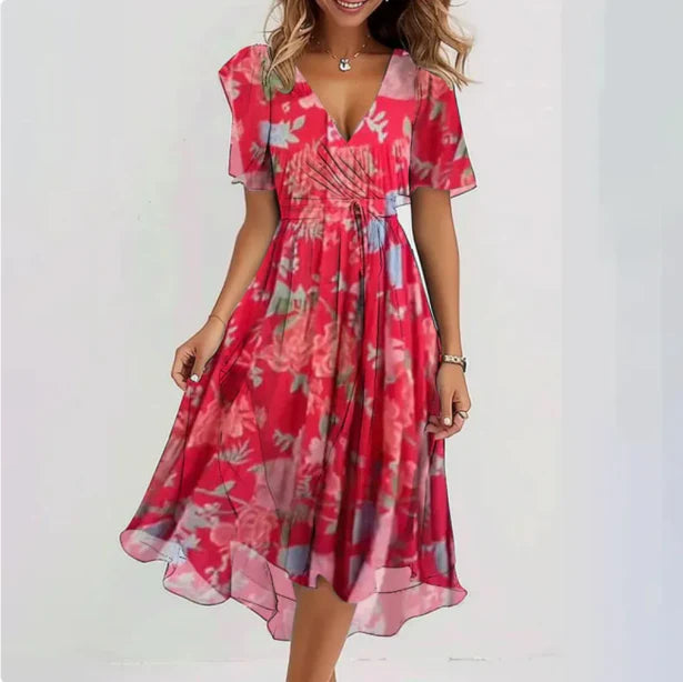 Women's Wrap V Neck Summer Dress
