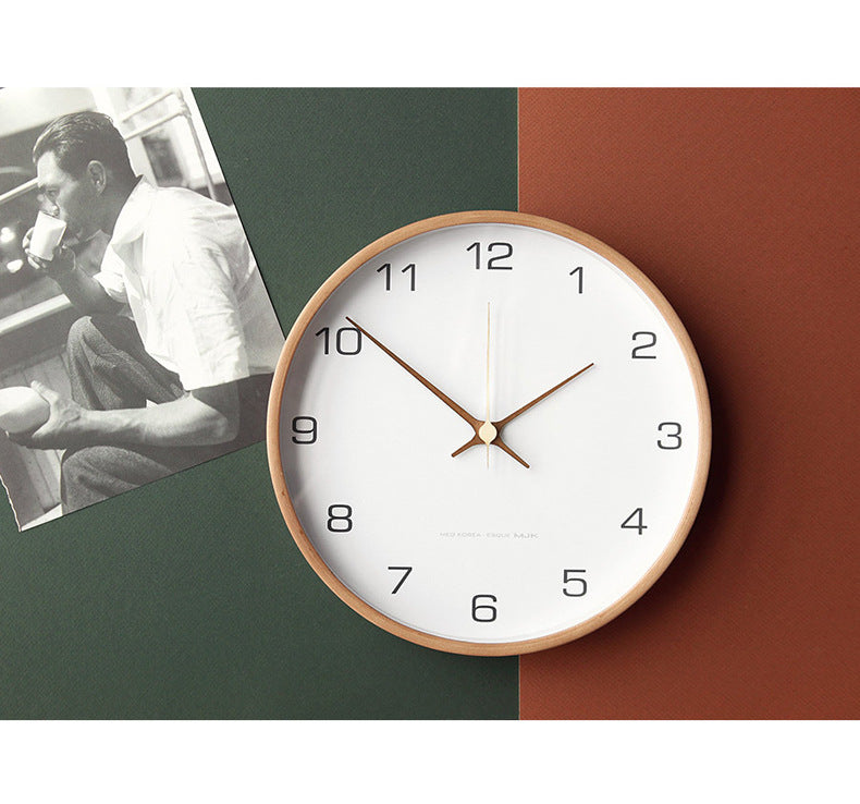 Wooden Analog Wall Clock – 25 cm Silent Timepiece for Home Decor – Natural Solid Wood Design 8