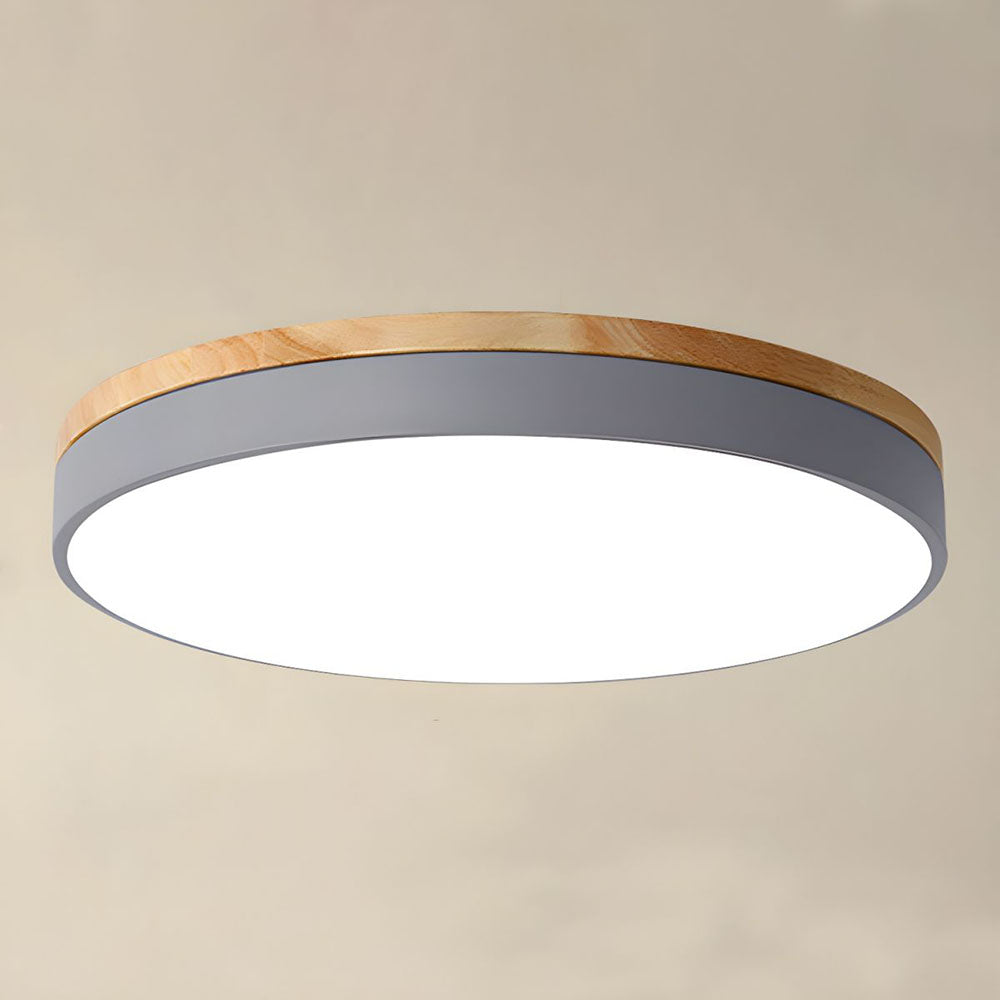 Wooden Round Flush Mount Ceiling Light β Energy-Efficient LED Ceiling Light Fixture for Living Room and Dining Room 0