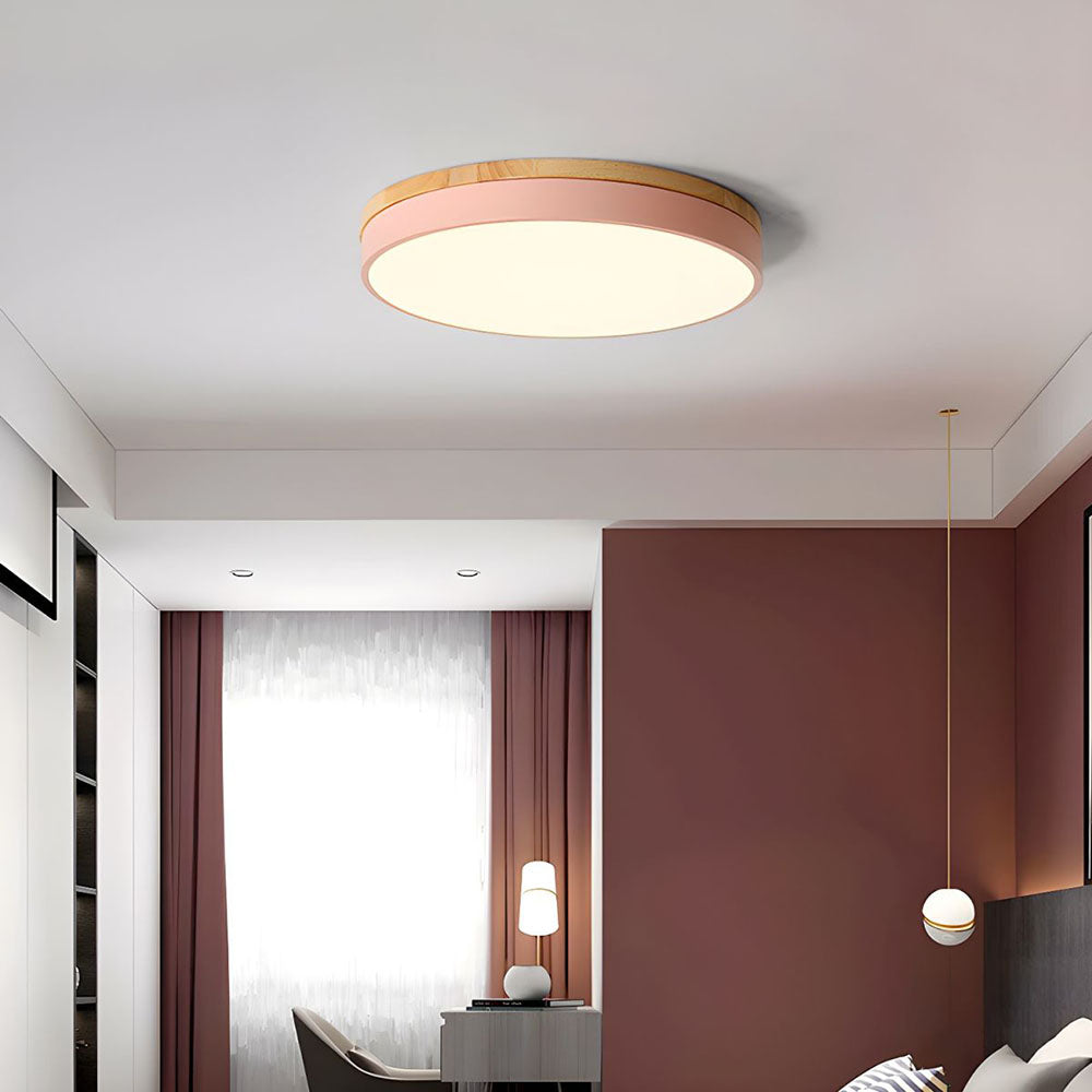 Wooden Round Flush Mount Ceiling Light – Energy-Efficient LED Ceiling Light Fixture for Living Room and Dining Room 10