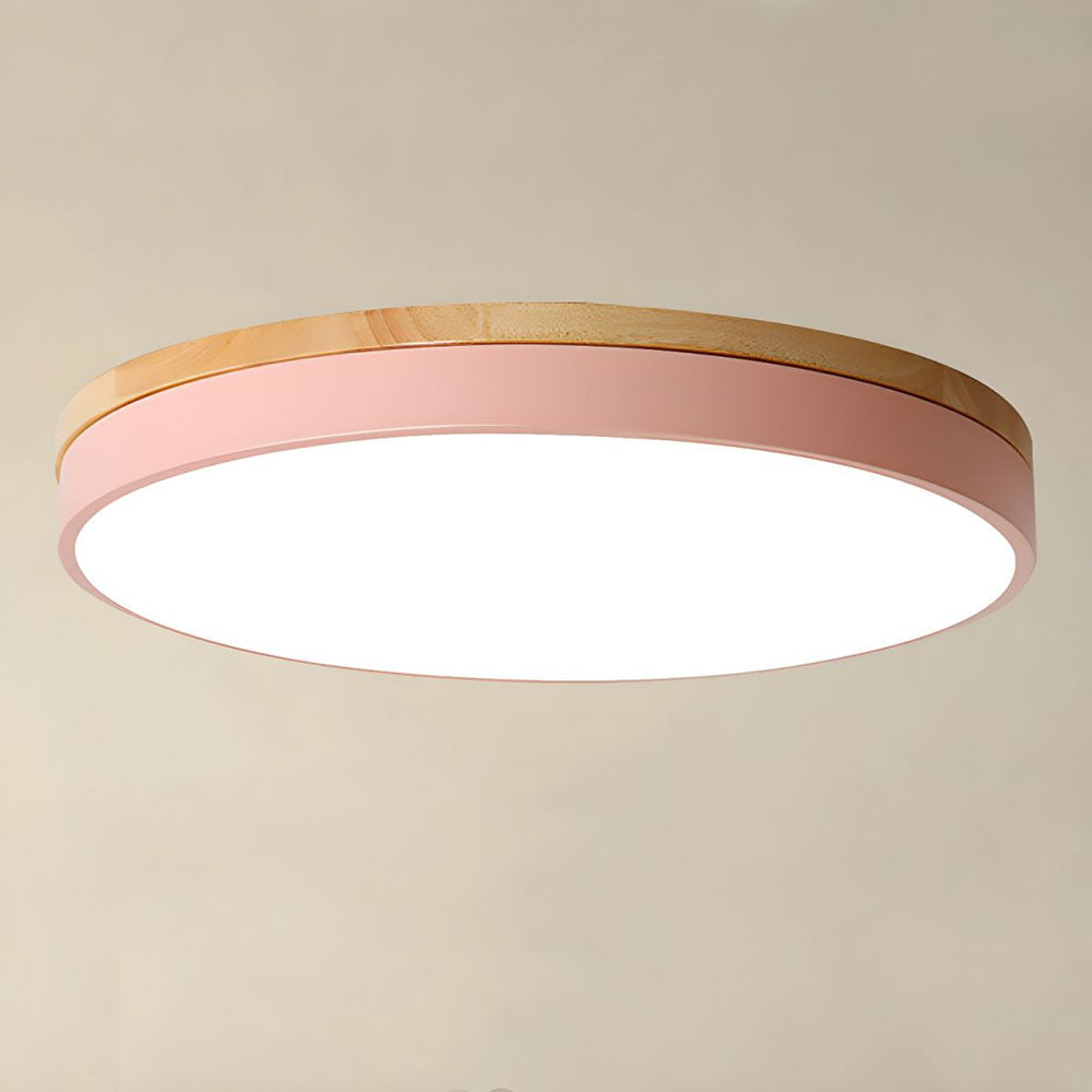 Wooden Round Flush Mount Ceiling Light – Energy-Efficient LED Ceiling Light Fixture for Living Room and Dining Room 12