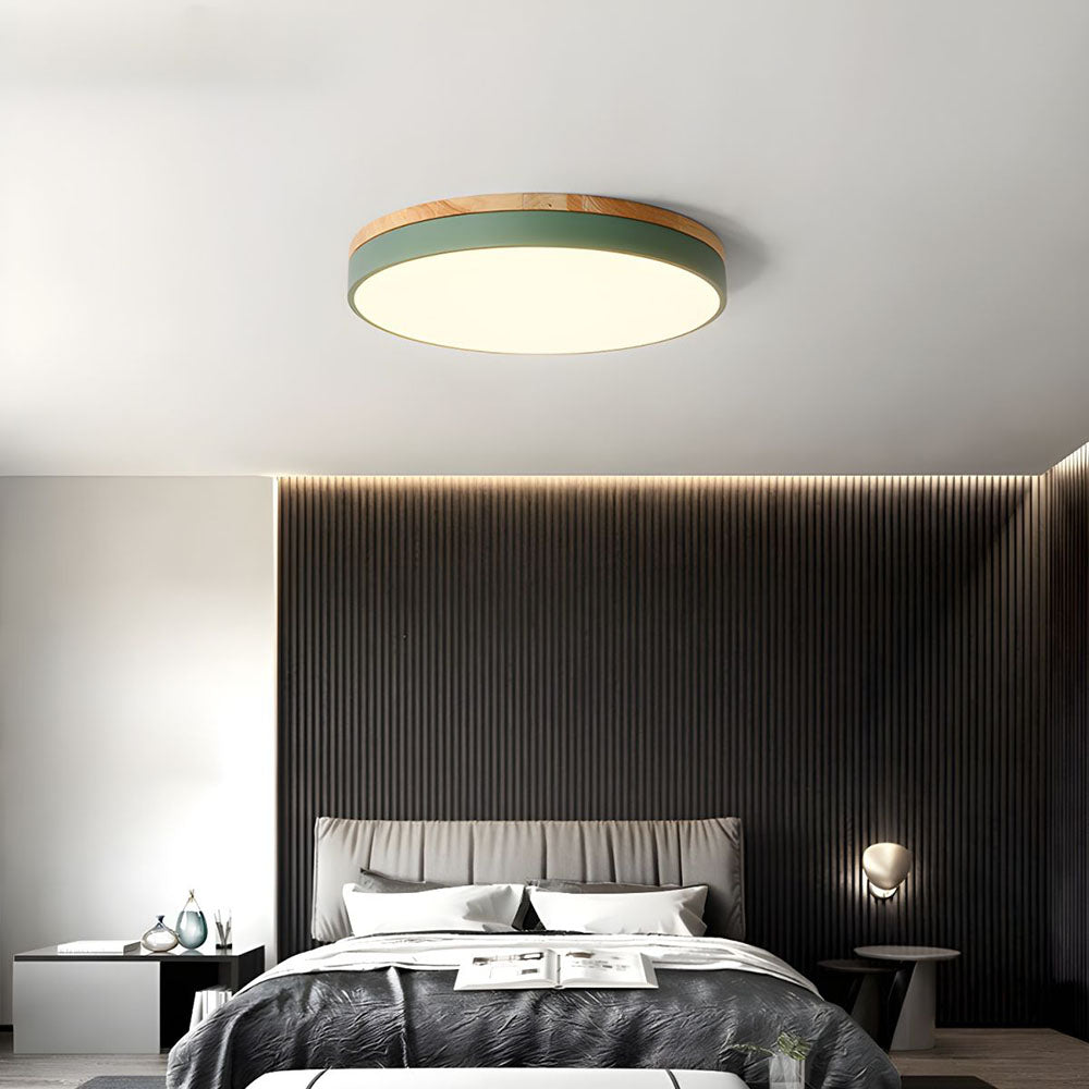 Wooden Round Flush Mount Ceiling Light – Energy-Efficient LED Ceiling Light Fixture for Living Room and Dining Room 13
