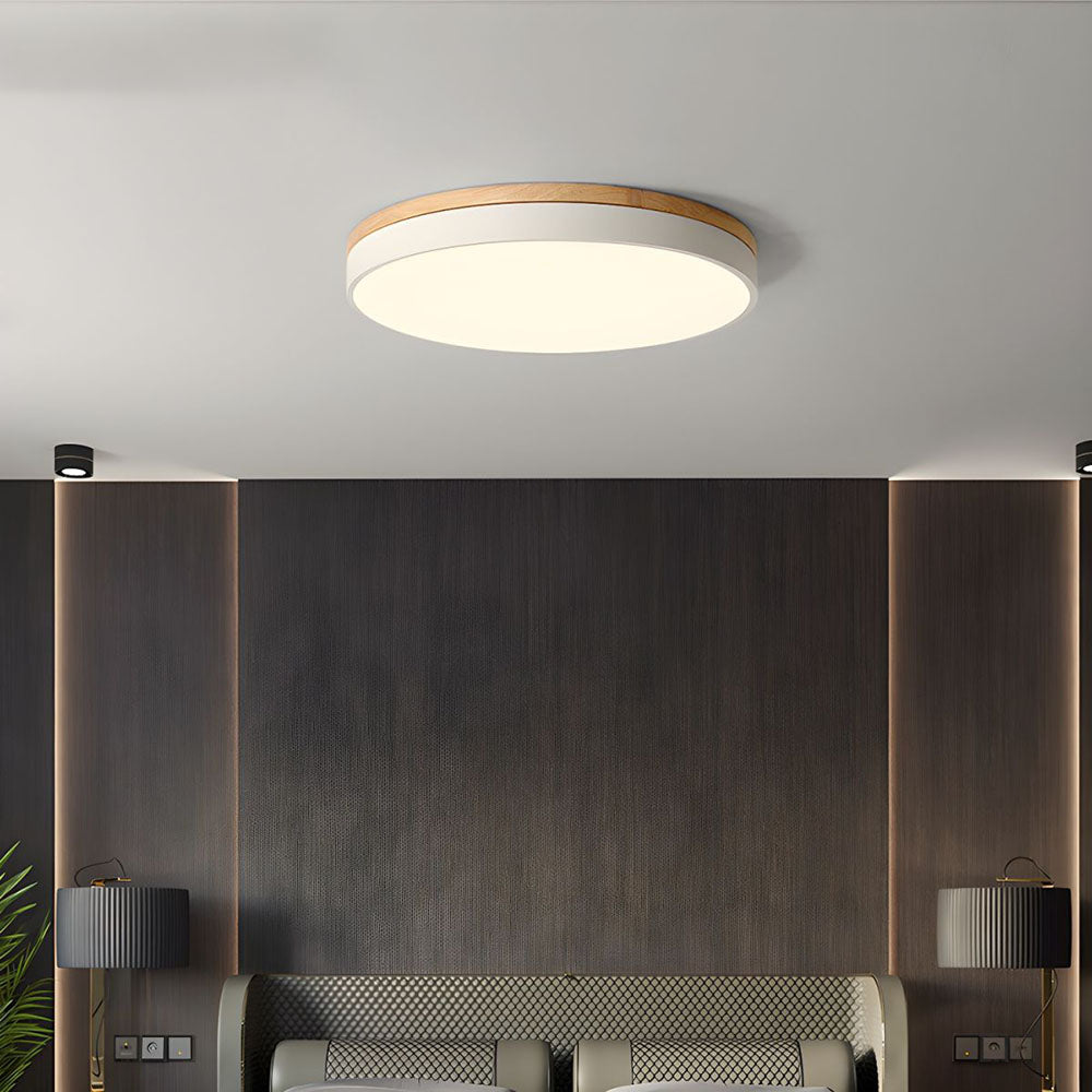 Wooden Round Flush Mount Ceiling Light – Energy-Efficient LED Ceiling Light Fixture for Living Room and Dining Room 14