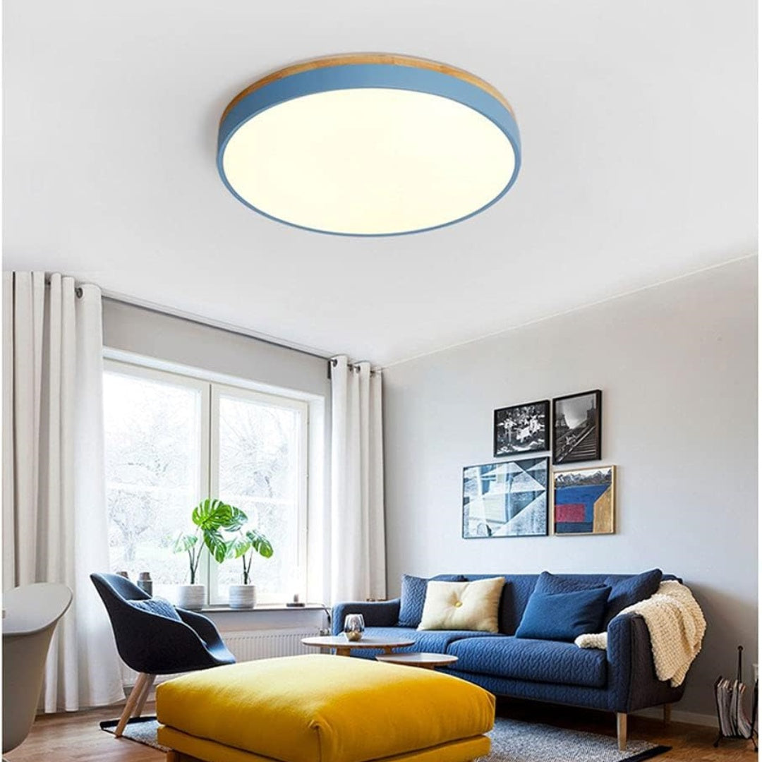 Wooden Round Flush Mount Ceiling Light – Energy-Efficient LED Ceiling Light Fixture for Living Room and Dining Room 17