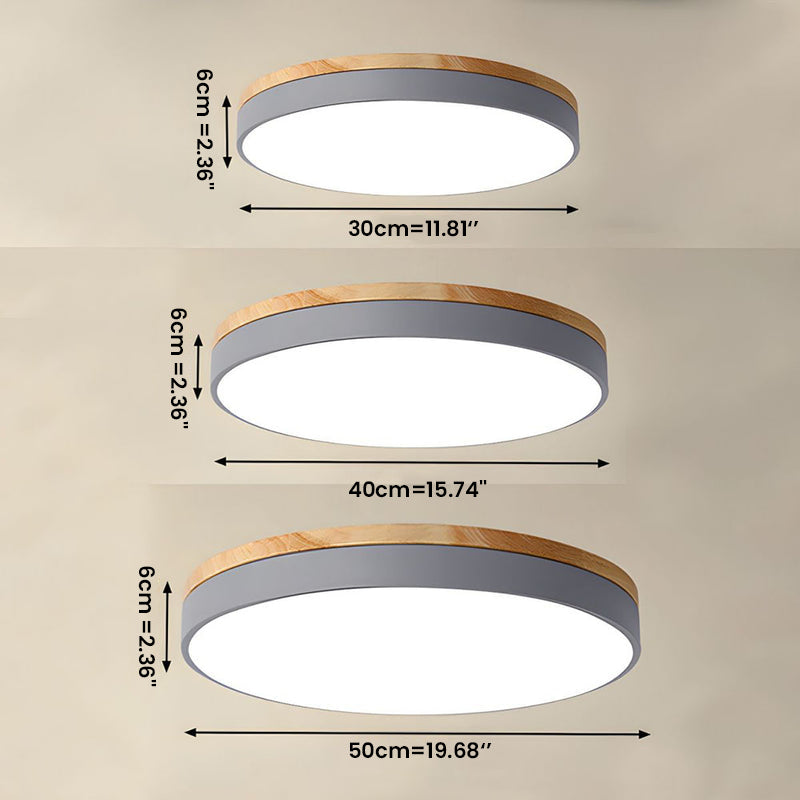 Wooden Round Flush Mount Ceiling Light – Energy-Efficient LED Ceiling Light Fixture for Living Room and Dining Room 3