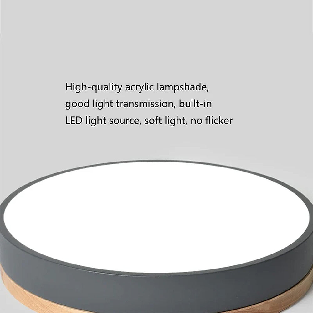 Wooden Round Flush Mount Ceiling Light – Energy-Efficient LED Ceiling Light Fixture for Living Room and Dining Room 4