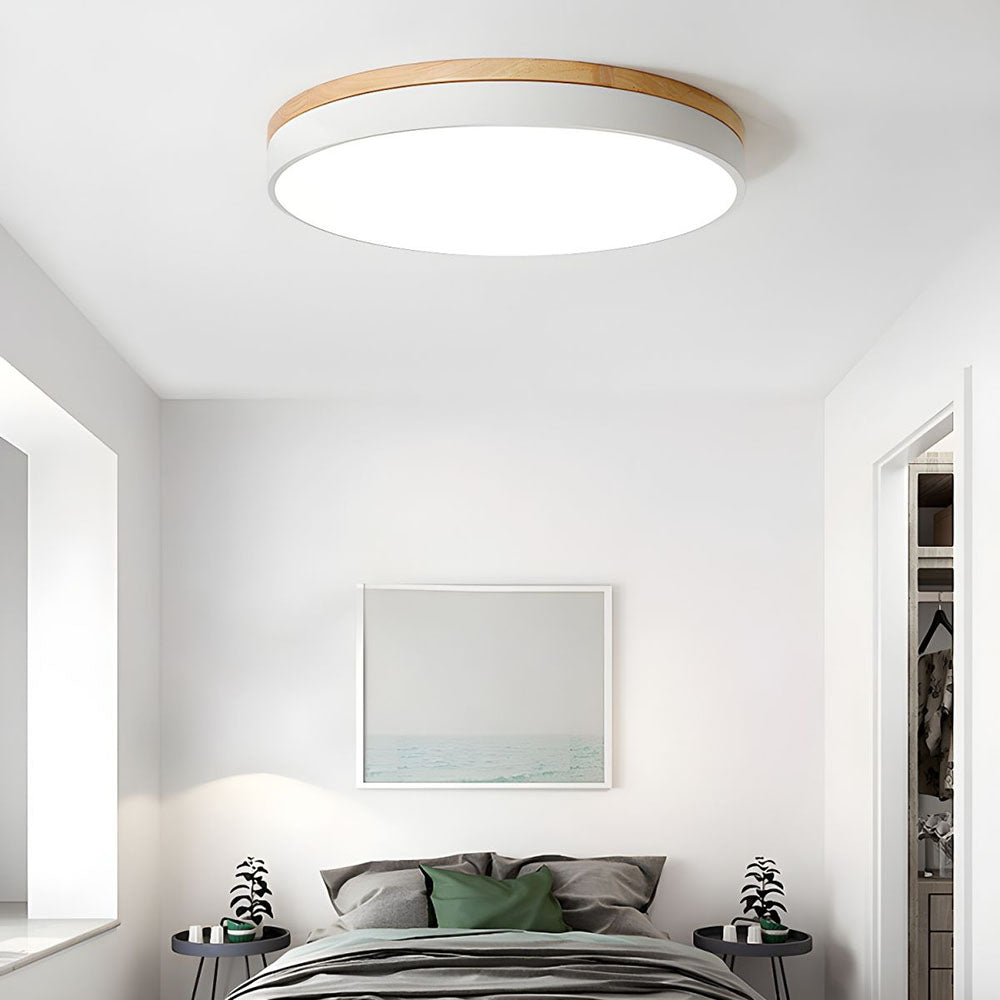 Wooden Round Flush Mount Ceiling Light – Energy-Efficient LED Ceiling Light Fixture for Living Room and Dining Room 5