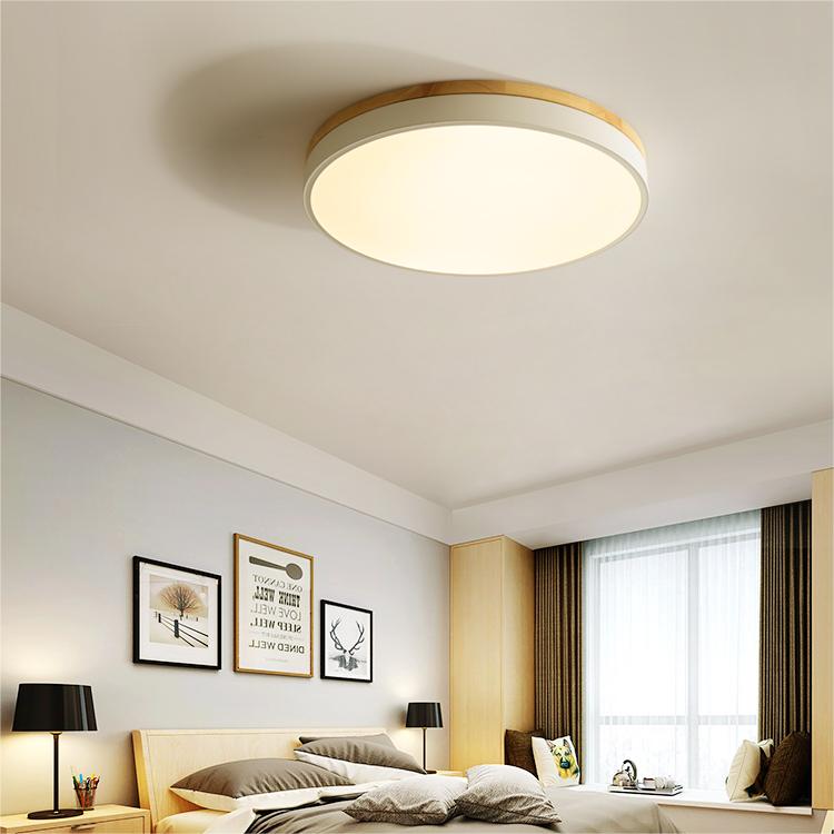 Wooden Round Flush Mount Ceiling Light – Energy-Efficient LED Ceiling Light Fixture for Living Room and Dining Room 6