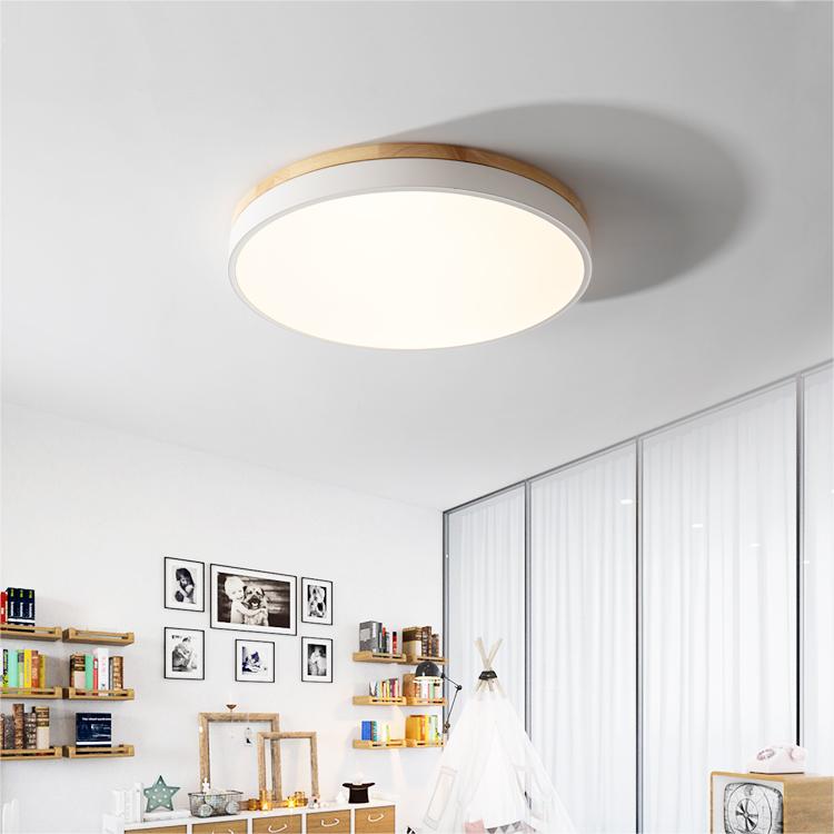 Wooden Round Flush Mount Ceiling Light – Energy-Efficient LED Ceiling Light Fixture for Living Room and Dining Room 7