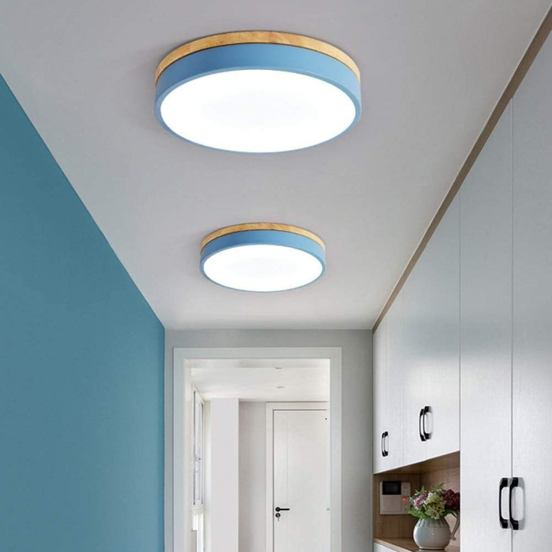 Wooden Round Flush Mount Ceiling Light – Energy-Efficient LED Ceiling Light Fixture for Living Room and Dining Room 9