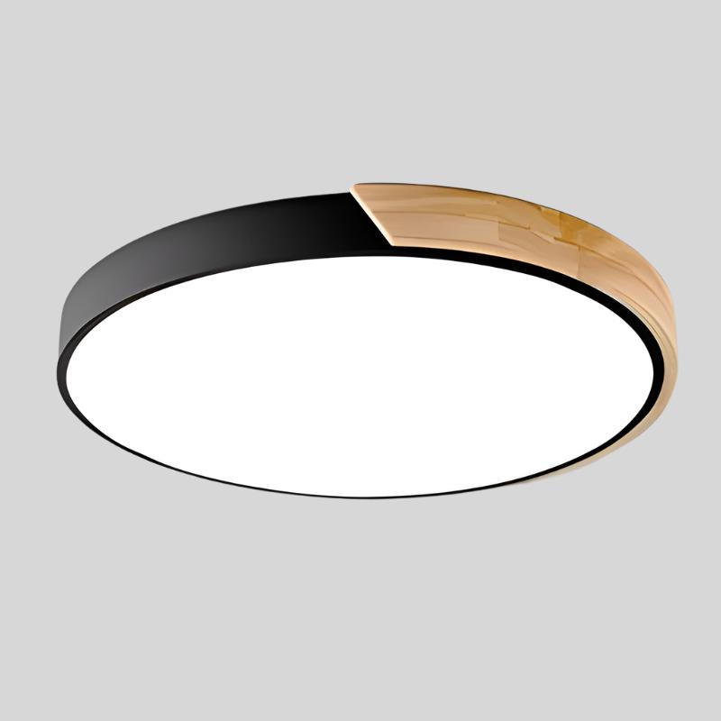 Scandinavian Ceiling Light – Round Wooden Design – Macaron Style – Warm Light