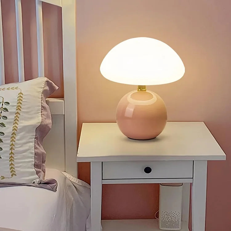French Mushroom Lamp – Cream Table Light – Soft Ambient Glow – Retro Design
