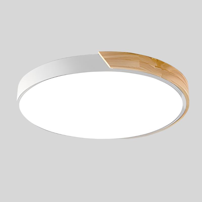 Scandinavian Ceiling Light – Round Wooden Design – Macaron Style – Warm Light