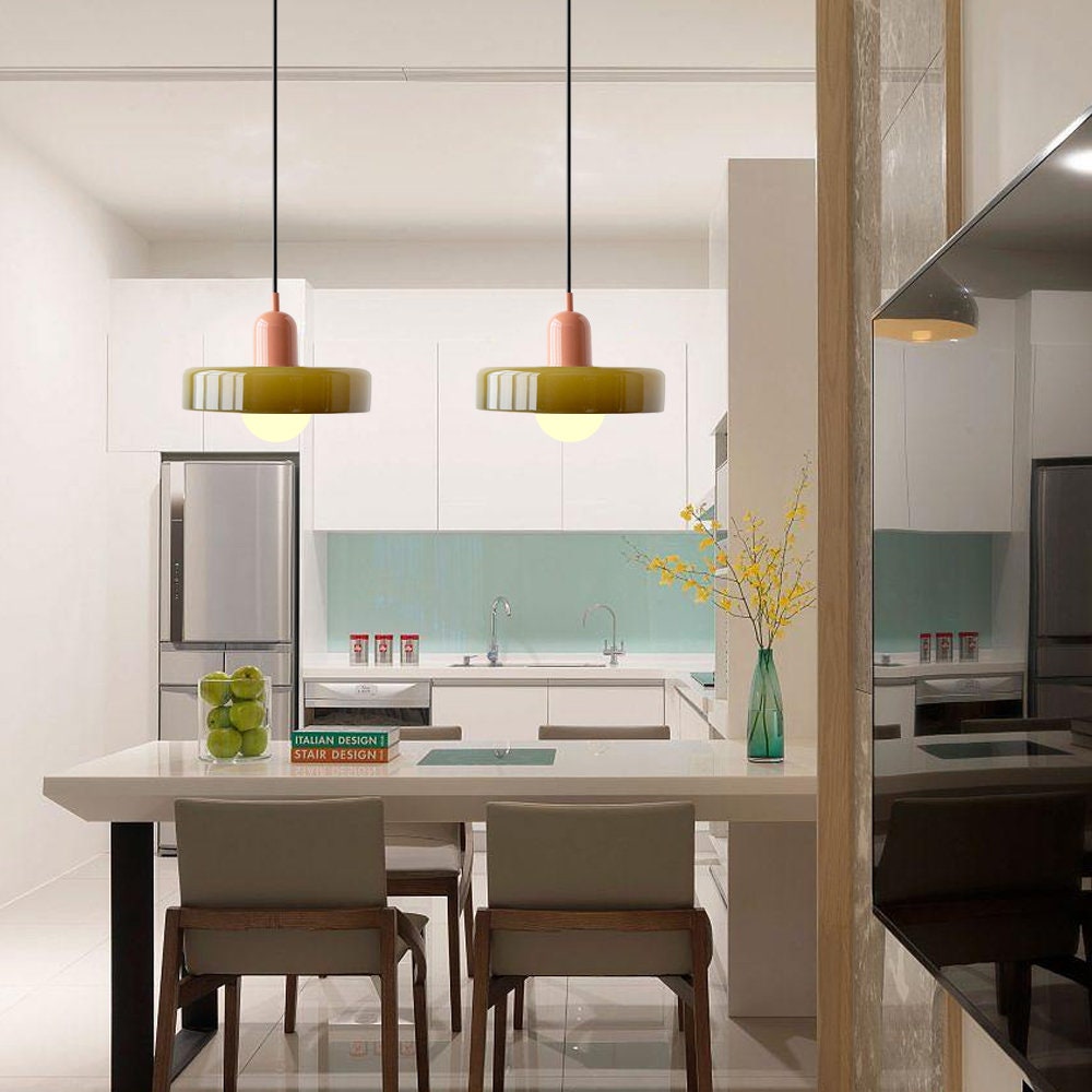 Bauhaus Glass Pendant Light – Colorful Design – Retro Ceiling Lamp