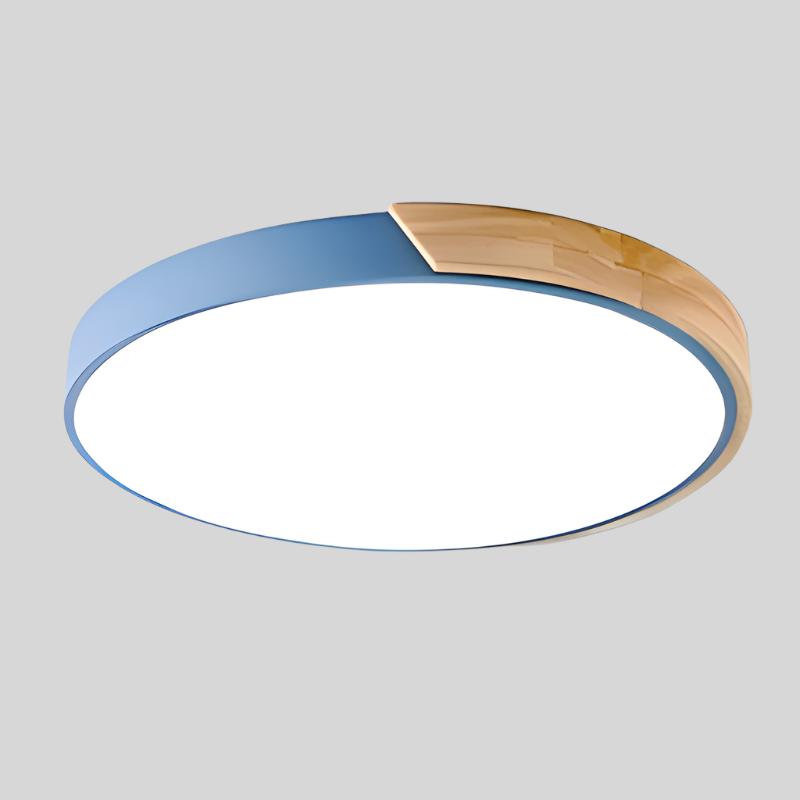 Scandinavian Ceiling Light – Round Wooden Design – Macaron Style – Warm Light